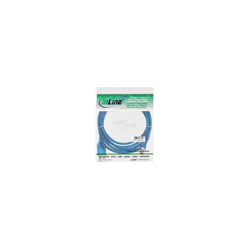 InLine® USB 2.0 Kabel A-St. -> B-St. 1.8m blau-transparent Retail InLine® USB 2.0 Kabel A-St. -> B-St. 1.8m blau-transparent Retail