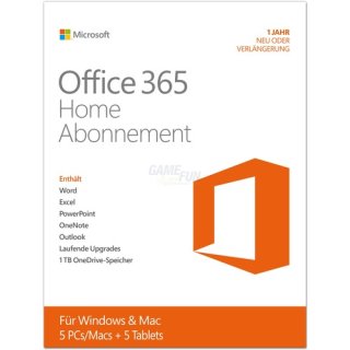 Microsoft Office 365 Home Abonnement EuroZone 5 Benutzer | 5 PC/Mac + 5 Tablet Vollversion ESD 1 Jahr ( Download )