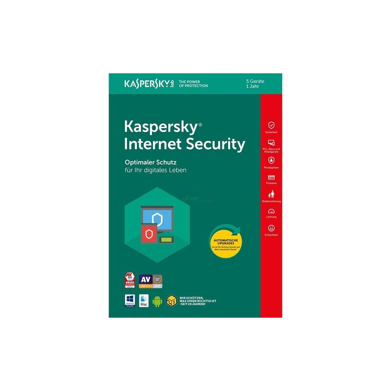 Kaspersky Internet Security 5 PCs Vollversion EFS PKC 1 Jahr für aktu