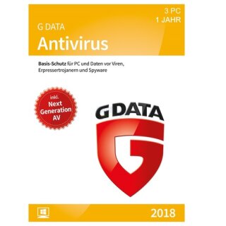 G Data Software Antivirus 3 PCs Vollversion GreenIT 1 Jahr für aktuelle Version 2018