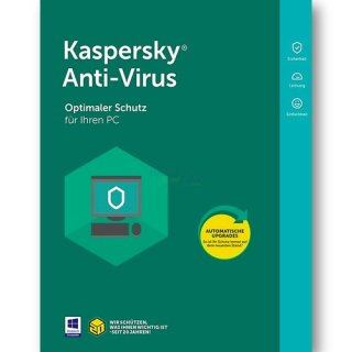 Kaspersky Anti-Virus 4 PCs Vollversion GreenIT 1 Jahr für aktuelle Version 2018