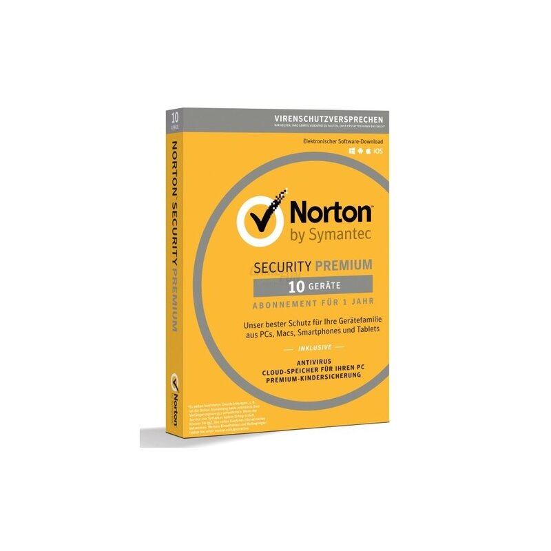 Symantec Norton Security Premium +25GB Backup 10 Geräte Vollversion PKC 1 Jahr 2018 Symantec Norton Security Premium +25GB Backup 10 Geräte Vollversion PKC 1 Jahr 2018