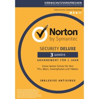 Symantec Norton Security Deluxe 3.0 3 Geräte Vollversion ESD 1 Jahr ( Download )