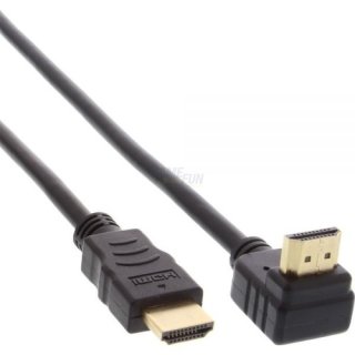 InLine® HDMI Kabel Stecker -> Stecker (gewinkelt) 3m schwarz Retail High Speed mit Ethernet, verg. Kontakte