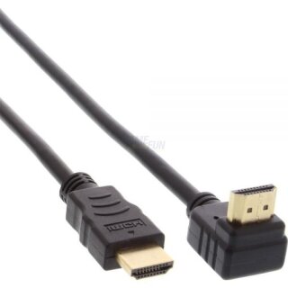 InLine® HDMI Kabel Stecker -> Stecker (gewinkelt) 2m schwarz Retail High Speed mit Ethernet, verg. Kontakte