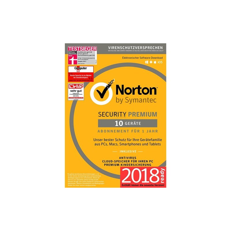 Symantec Norton Security Premium + 25GB Backup 10 Geräte Vollversion EFS PKC 1 Jahr 2018 Symantec Norton Security Premium + 25GB Backup 10 Geräte Vollversion EFS PKC 1 Jahr 2018