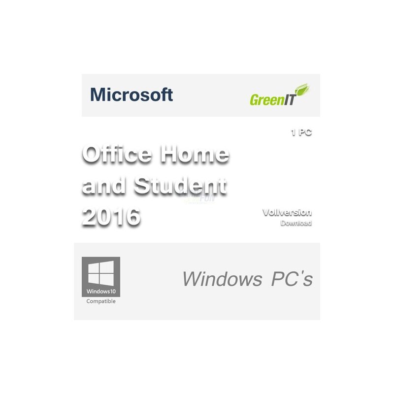 Microsoft Office Home and Student 2016 1 PC Vollversion GreenIT Microsoft Office Home and Student 2016 1 PC Vollversion GreenIT
