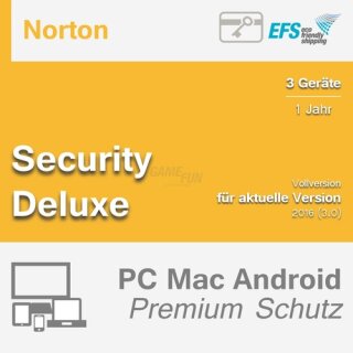 Symantec Norton Security Deluxe 3 Geräte Vollversion EFS PKC 1 Jahr
