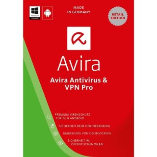 Avira Antivirus Pro 2017 PC Android + VPN PRO 3 Geräte Vollversion DVD-Box 1 Jahr inkl. Update 2018*
