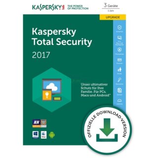 Kaspersky Total Security 3 Geräte Update ESD 1 Jahr auf aktuelle Version 2017