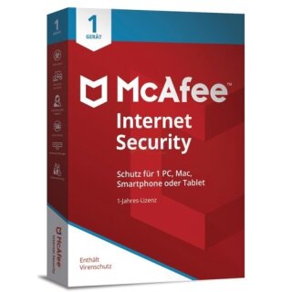 McAfee Internet Security (Code in a Box) 1 Gerät Vollversion PKC 1 Jahr für aktuelle Version 2018