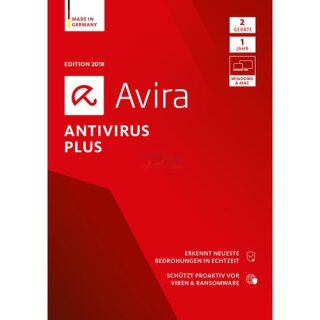Avira Antivirus Plus 2018 1 Benutzer | 2 PCs oder Macs Vollversion DVD-Box 1 Jahr