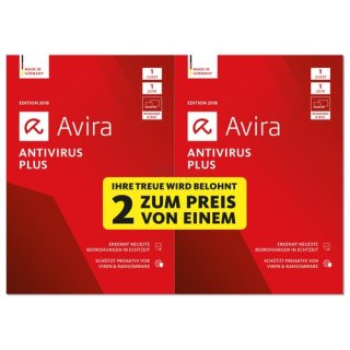Avira Antivirus Plus 2018 1+1 Vollversion DVD-Box 1 Jahr Limited Edition