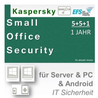 Kaspersky Small Office Security 4 inkl. 5 Mobile 1 Fileserver + 5 Workstations Vollversion EFS PKC 1 Jahr