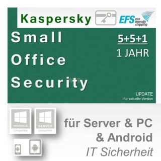 Kaspersky Small Office Security 5+5+1 WIN MAC Android 1 Fileserver + 5 Workstations Update EFS PKC 1 Jahr