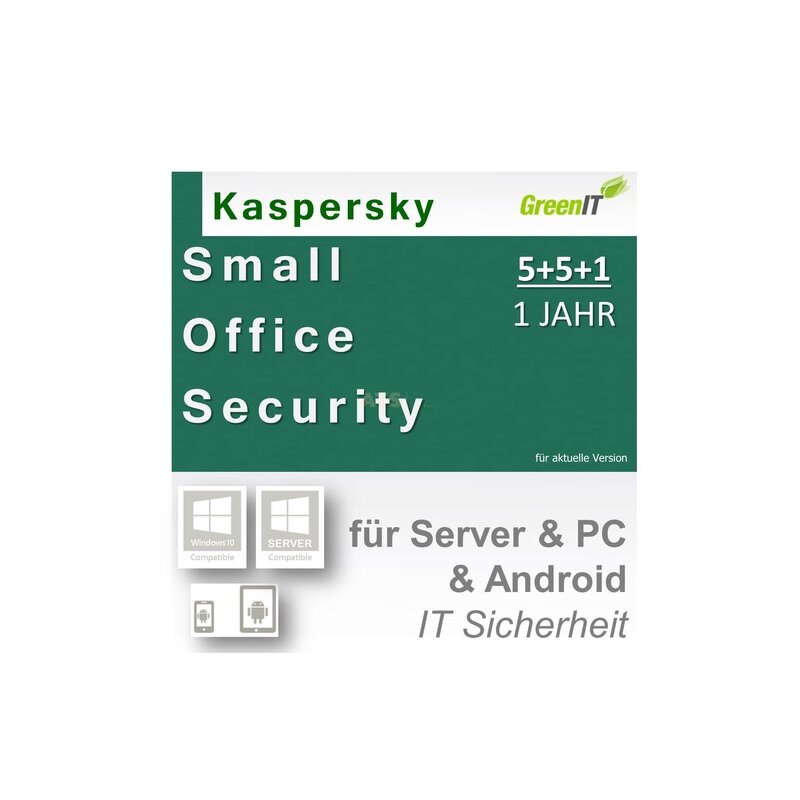 Kaspersky Small Office Security 5+5+1 WIN MAC Android 1 Fileserver + 5 Workstations Vollversion GreenIT 1 Jahr Kaspersky Small Office Security 5+5+1 WIN MAC Android 1 Fileserver + 5 Workstations Vollversion GreenIT 1 Jahr
